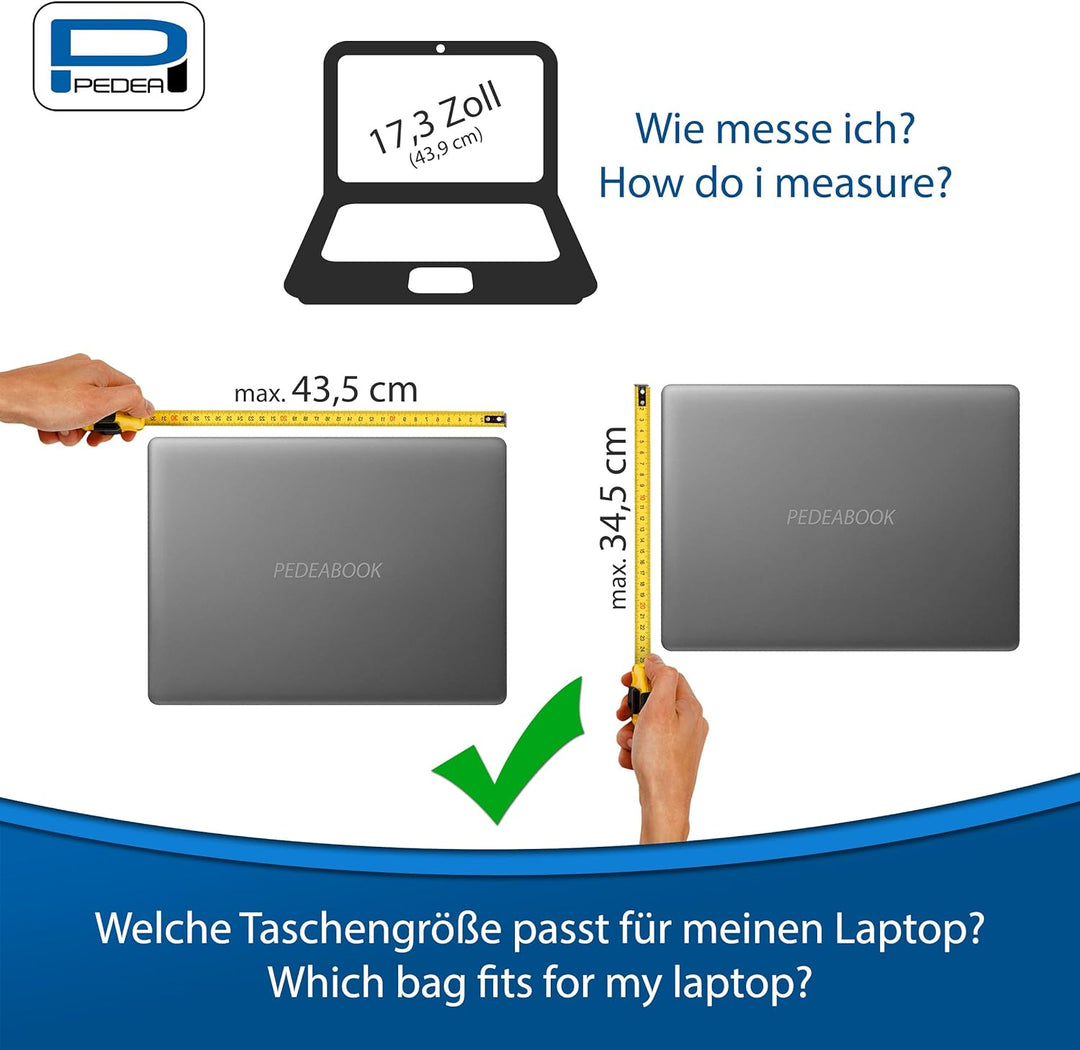 PEDEA Laptoptasche "Premium" Notebook-Tasche bis 17,3 Zoll (43,9 cm) Umhängetasche mit Schultergurt,