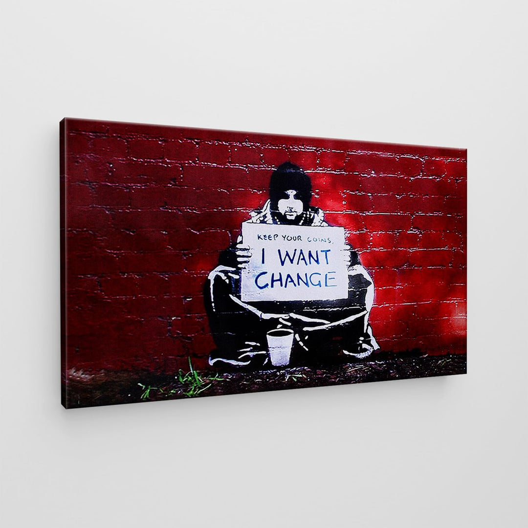 Giallobus - Gemälde - Banksy - - Standardleinwand - 140x80-25 - Ich will Veränderung - Bereit zum Au