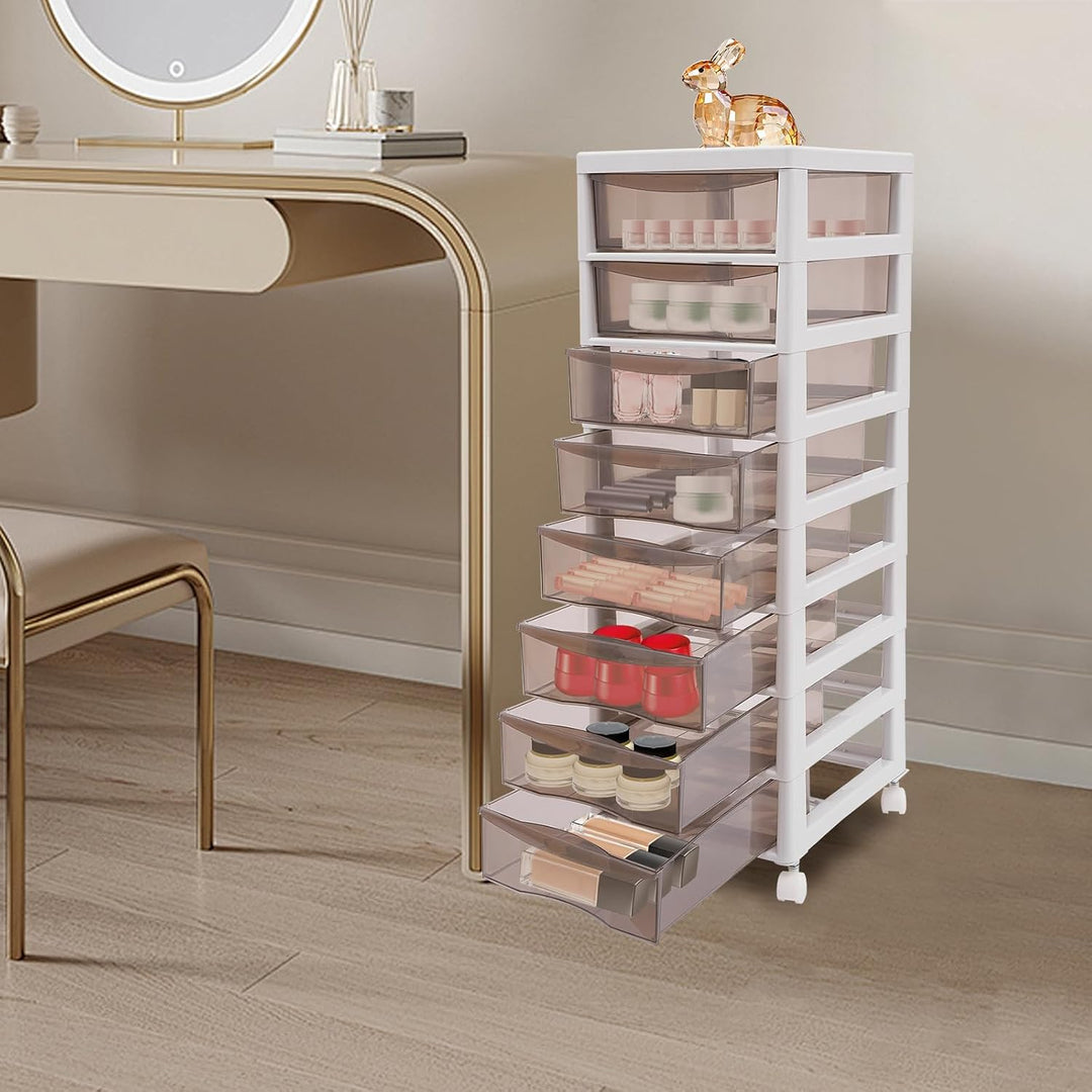 Schubladenschrank 8 Schubladen Rollcontainer Kunststoff Khaki