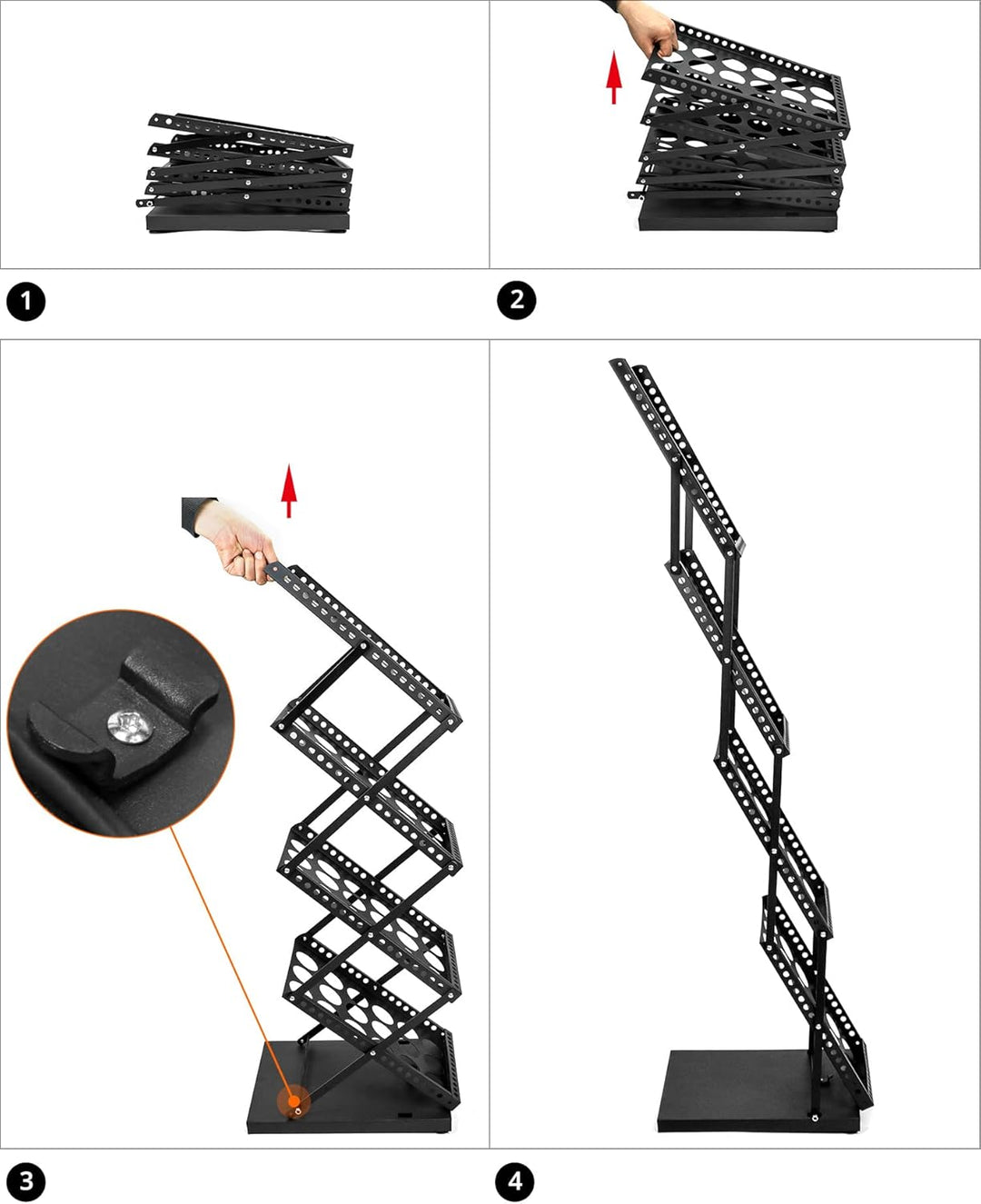 QWORK® A4 prospektständer, flyer aufsteller, faltbar, schwarz