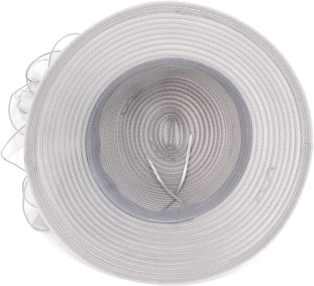 Naimo Damen Organza Kirche Kentucky Hüte Derby Fascinator Hut Elegante Schleife Breite Krempe Brauth