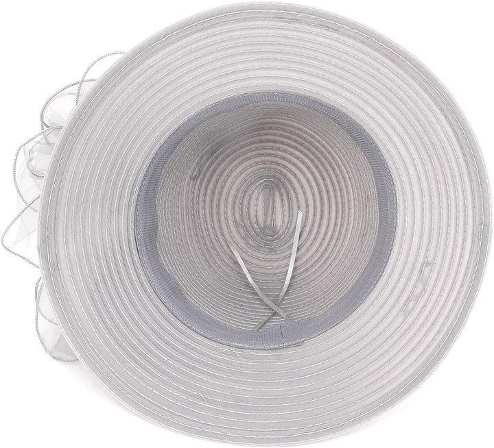 Naimo Damen Organza Kirche Kentucky Hüte Derby Fascinator Hut Elegante Schleife Breite Krempe Brauth