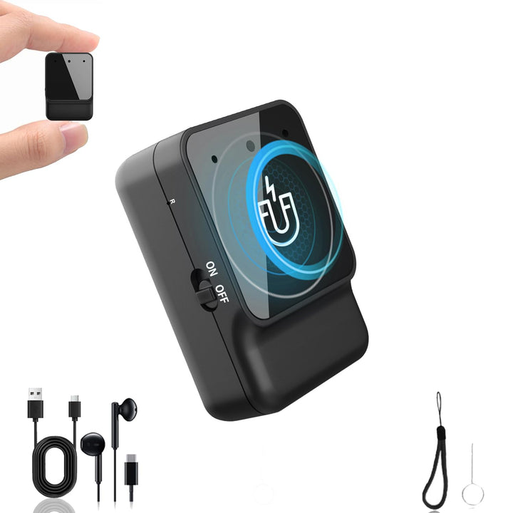 64GB Diktiergerät Mini - Tragbares USB-C Aufnahmegerät, Geräuschreduzierung, Magnetisch, One Touch D