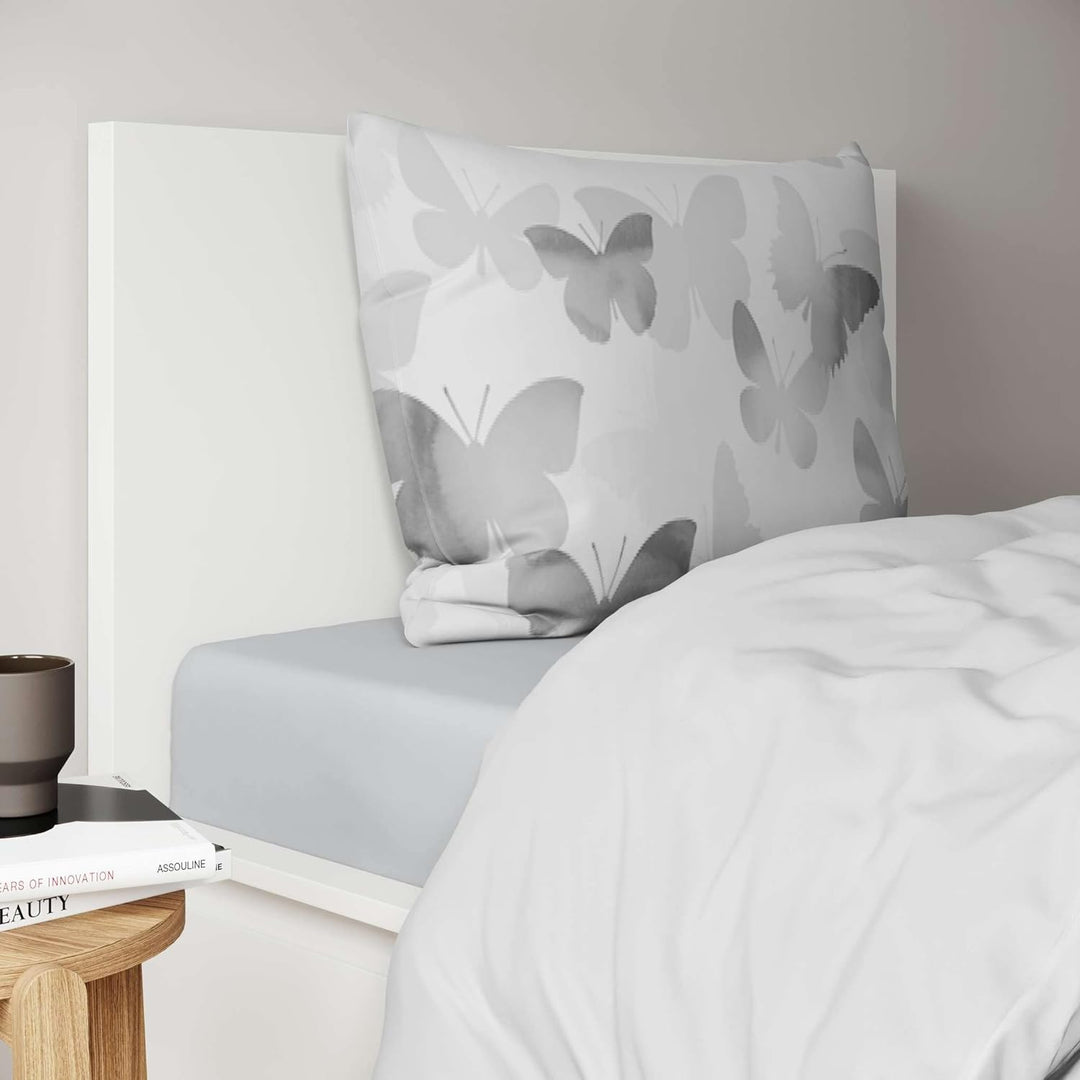 etérea Mako Satin Baumwolle Bettwäsche Lilu Schmetterlinge 200x220 3er Set - mit Reissverschluss - n