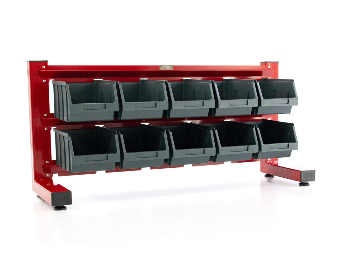 Bentatec® Stapelboxen 11 tlg mit Etikettenfach stabil stossfest auf Werkstattregal ideales Kleinteil
