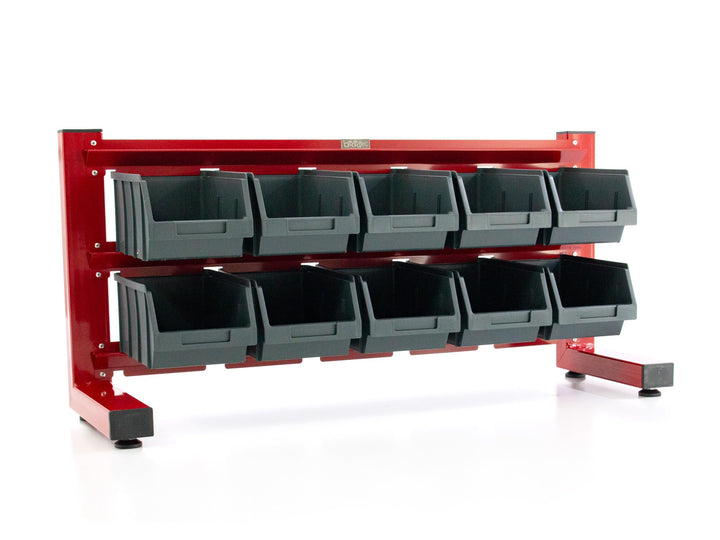 Bentatec® Stapelboxen 11 tlg mit Etikettenfach stabil stossfest auf Werkstattregal ideales Kleinteil