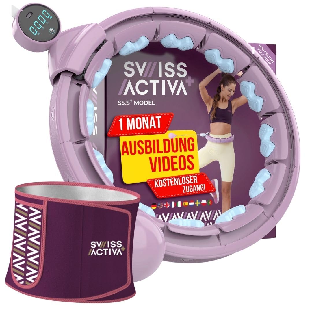 Swiss Activa+ Leiser Hula-Hoop-Reifen mit Taillentrainer S5.S+ mit Taillengürtel, S5.S+ mit Tailleng
