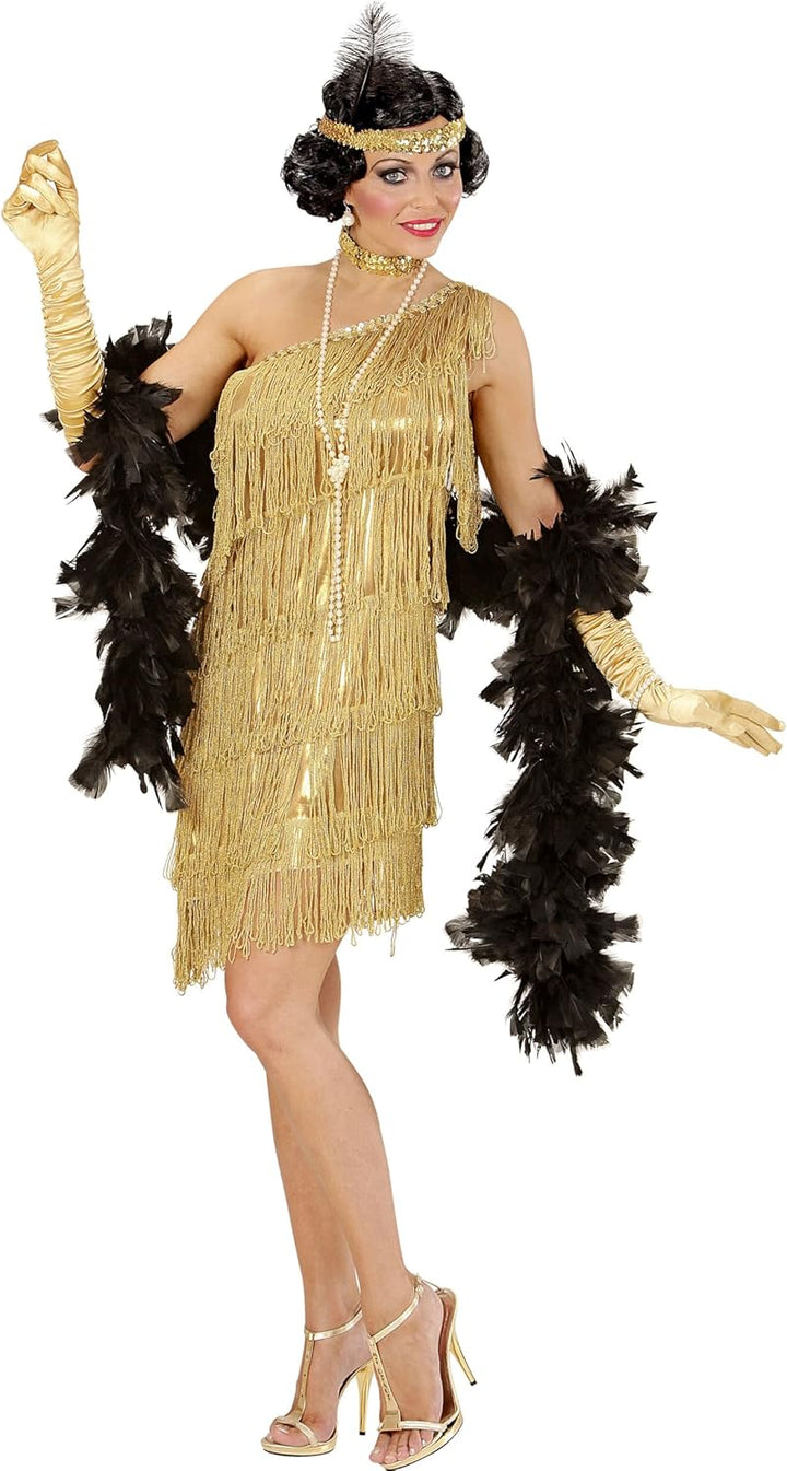 "FLAPPER" (dress, choker, headband with feather) - (S), S
