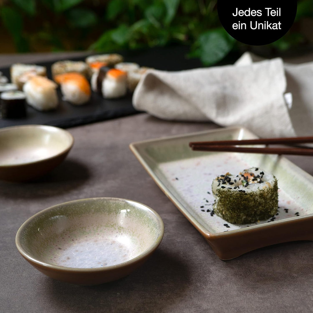 Moritz & Moritz 4-tlg. Sushi Geschirr Set für 2 Personen - Sushi Servierset mit 2x Sushi-Teller und
