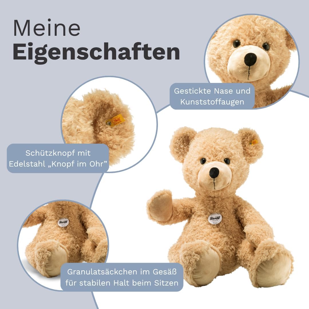Steiff Fynn Teddybär - 80 cm - Kuscheltier für Kinder - weich & waschbar - beige (111389), Beige