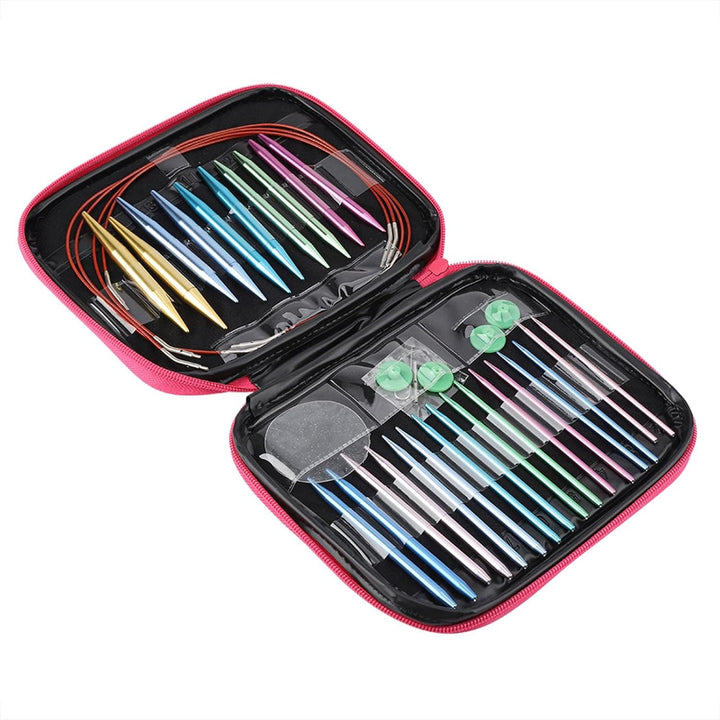 Bunte Rundstricknadelsets, Austauschbares Aluminium-Häkelset für DIY-Geschenke, 13 Strickpickel der