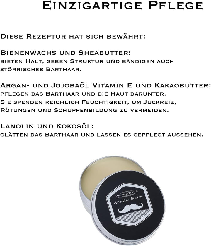 Mr. Burton´s Beard Balm pure 60g für die perfekte Bartpflege unser Bartbalsam vereinigt Styling + Pf