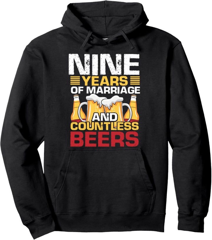 9th Wedding Anniversary Gifts for Him Her Husband Couples Pullover Hoodie