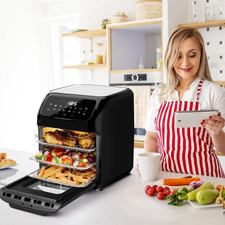 Bakaji Backofen Heissluftfritteuse Fritteuse zum Kochen von trockenem Grill ohne Öl Airfryer Kapazit