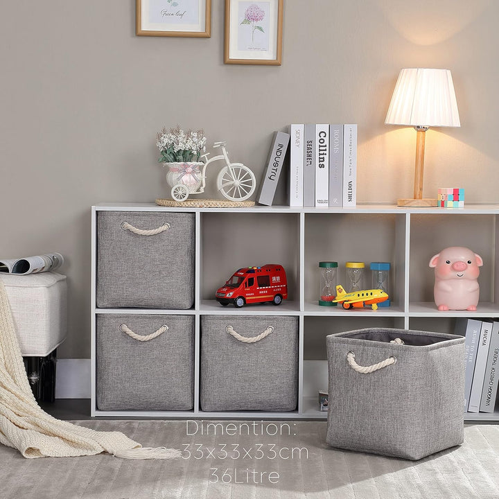 Mangata Aufbewahrungsbox Stoff 33x33x33 cm, aufbewahrungskorb Grau, Korbe Stoff in Würfel für Schran