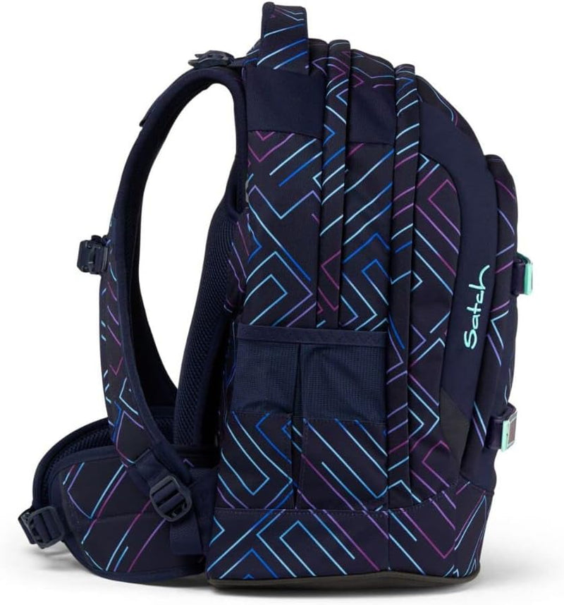 satch Pack Schulrucksack Set 3tlg. mit Schlamperbox und Sportbeutel Purple Laser, Purple Laser