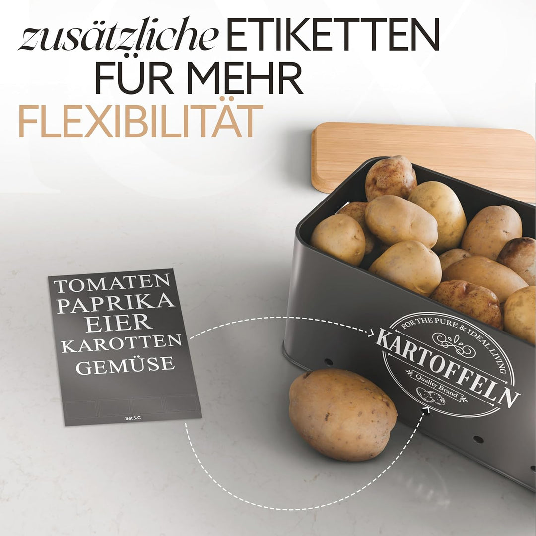 IDEALTASTIC® Premium Kartoffel Aufbewahrungsbox [3 Stück] I Vielseitiges Kartoffeltopf Set mit 360°