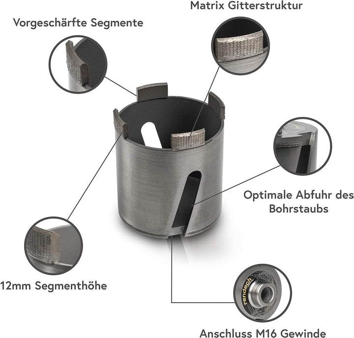 Bohrkrone 82mm für Steckdosen - Diamant Dosenbohrer 82mm Mauerwerk, Beton, Ziegel, KS Stein uvm | re