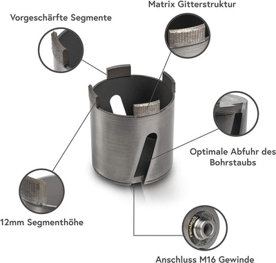 Bohrkrone 82mm für Steckdosen - Diamant Dosenbohrer 82mm Mauerwerk, Beton, Ziegel, KS Stein uvm | re