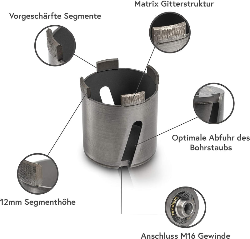 Bohrkrone 82mm für Steckdosen - Diamant Dosenbohrer 82mm Mauerwerk, Beton, Ziegel, KS Stein uvm | re