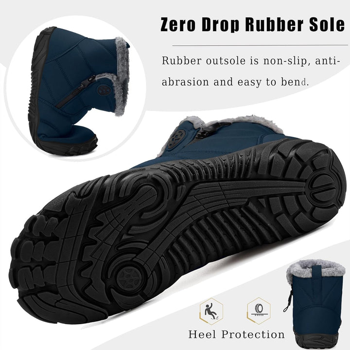 Barfussschuhe Herren Gefüttert Winterschuhe Damen Warm Winterstiefel Winter rutschfeste Breite Zehen
