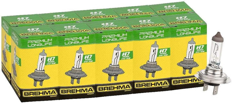 Brehma 90456 10X Premium Longlife H7 24V 70W Lampe E1