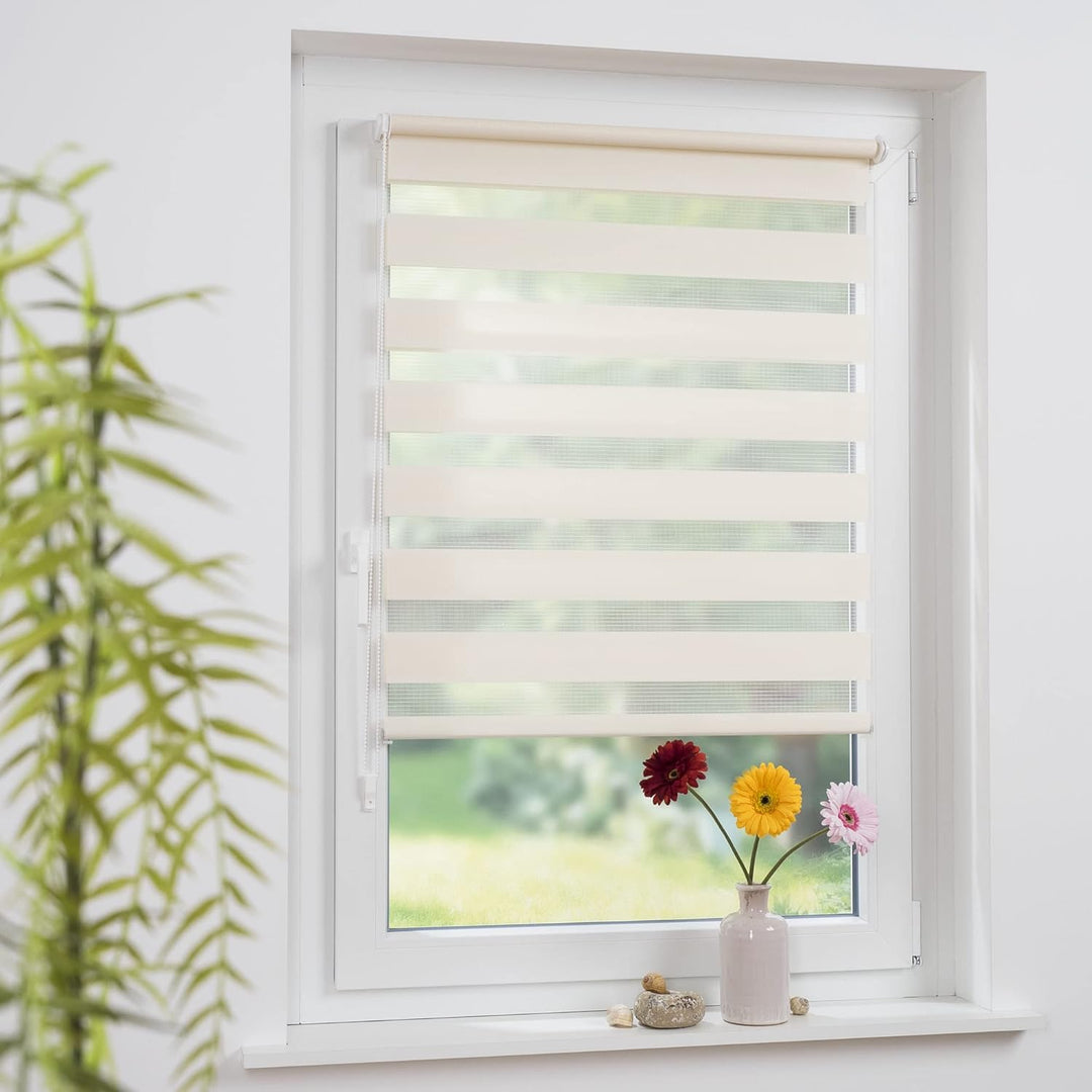 Liedeco® Duo Rollo Klemmfix - 80 x 200 cm apricot/transparent lichtdurchlässig Blickdicht und stufen