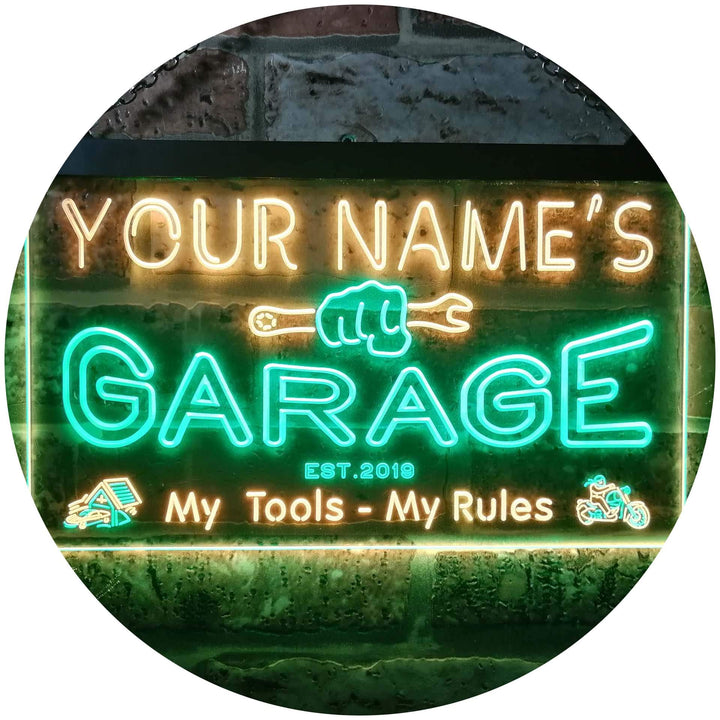 Personalized Your Name Est Year Theme Garage Man Cave Deco Dual Color LED Barlicht Neonlicht Lichtwe