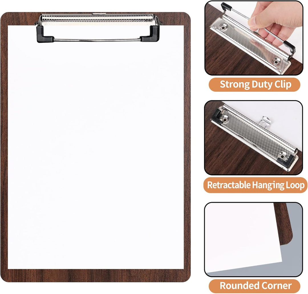 (8 Stück) Klemmbrett Holz A5,Schreibbrett Klemmbretter mit Metalklemme und Aufhängeose, Clipboard Sc