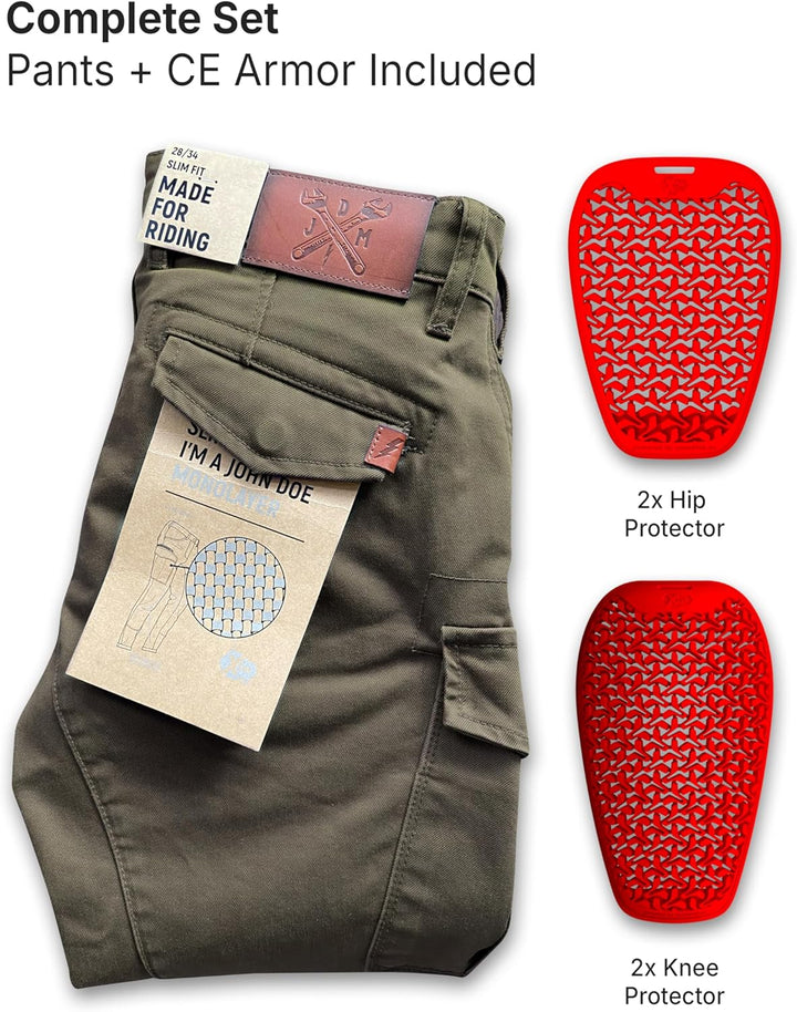 John Doe Herren Motorradhose Defender L30 Olive, L30 Olive