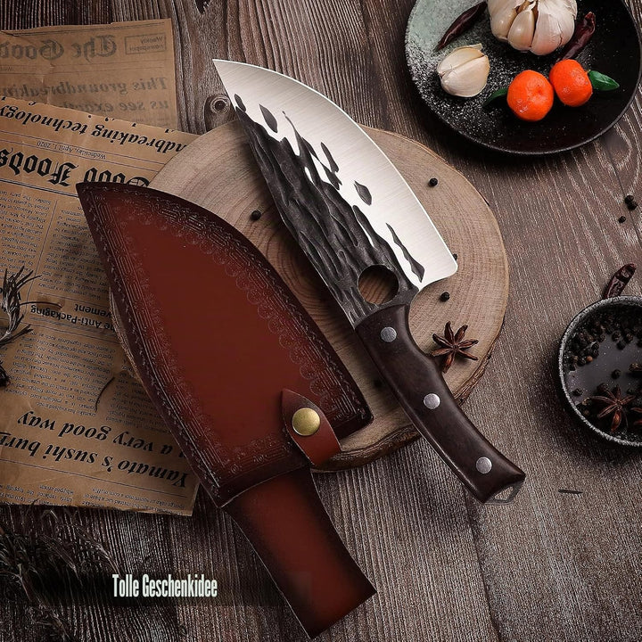DRAGON RIOT Hackmesser mit Holzgriff, Fleischermesser Profi Hackbeil für Knochen, Handgeschmiedet Me
