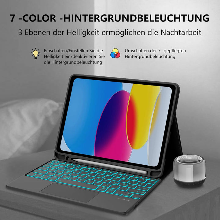 Hülle Tastatur für iPad A16 11. Gen 11" 2025, iPad 10. Gen 2022 10.9" | Touchpad Magnetische Hinterg