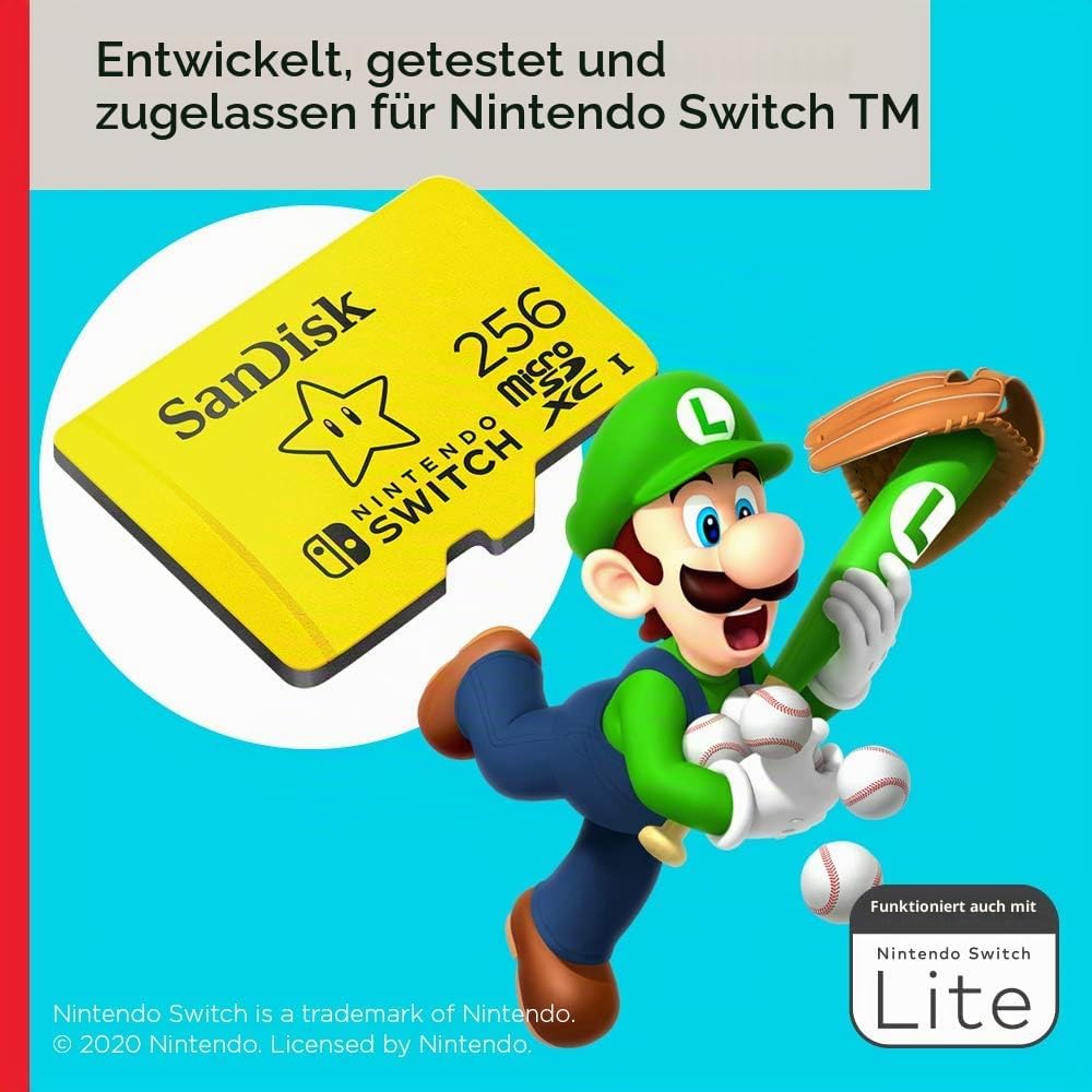 SanDisk microSDXC UHS-I Speicherkarte für Nintendo Switch 256 GB (U3, Class 10, 100 MB/s Übertragung