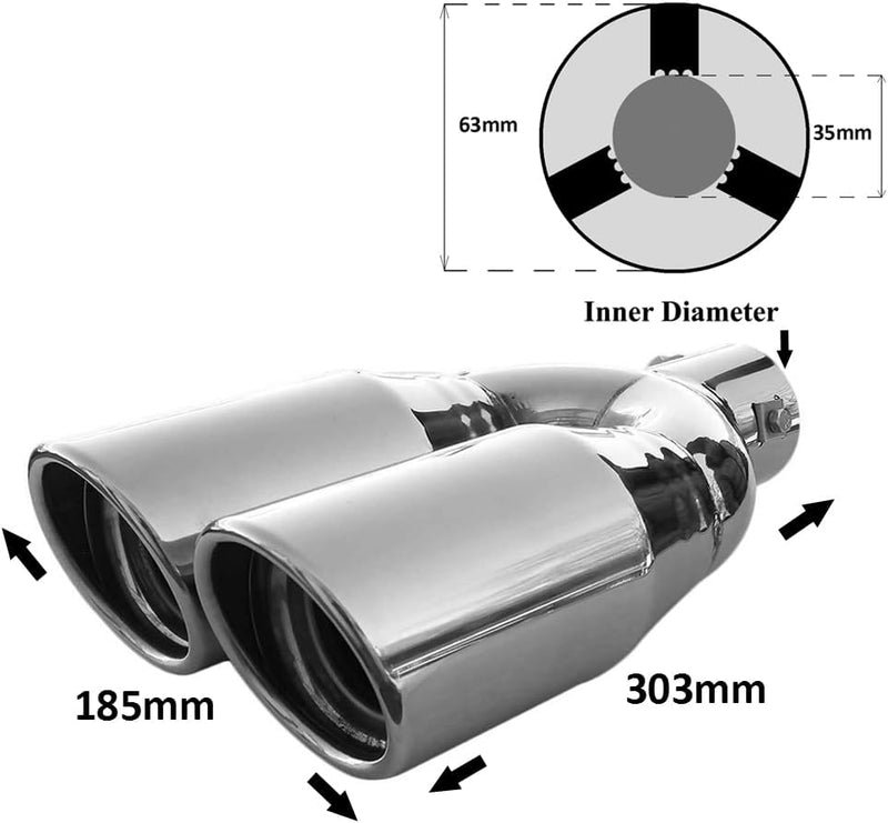 Auspuffblende Doppelrohr Endrohr Edelstahl Auto Endrohrblenden Auspuffendrohr Auspuffrohr Tuning Uni