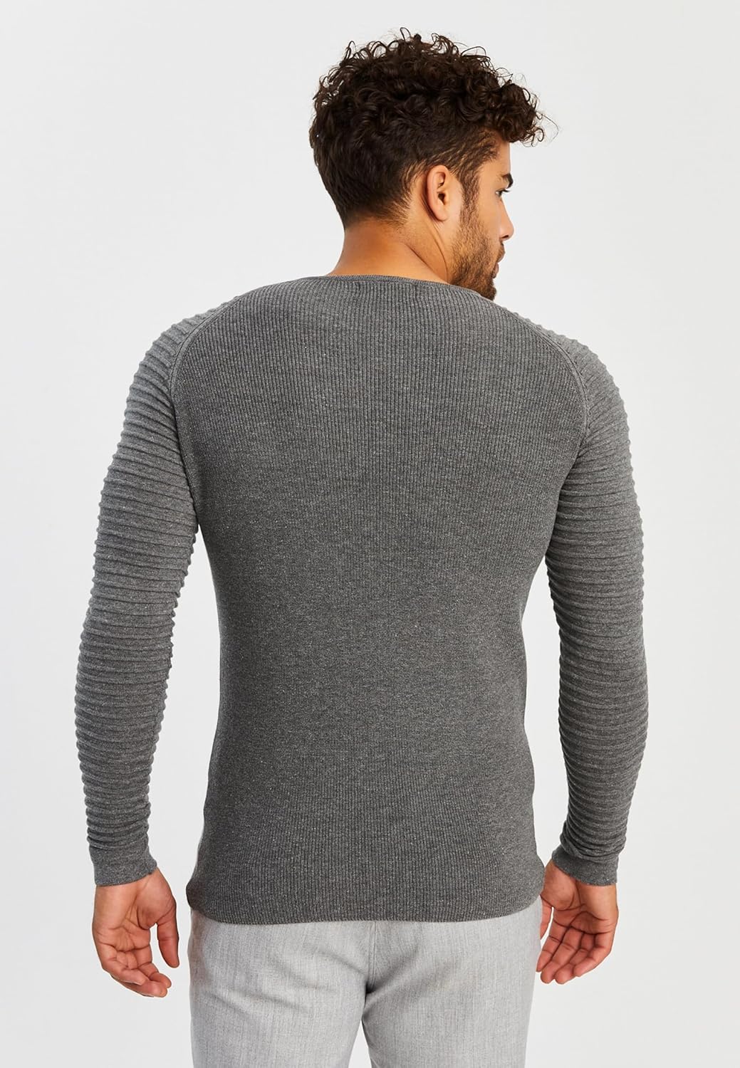 LEIF NELSON Herren Strickpullover Basic Rundhals Crew Neck Sweatshirt Langarm Sweater Feinstrick LN2