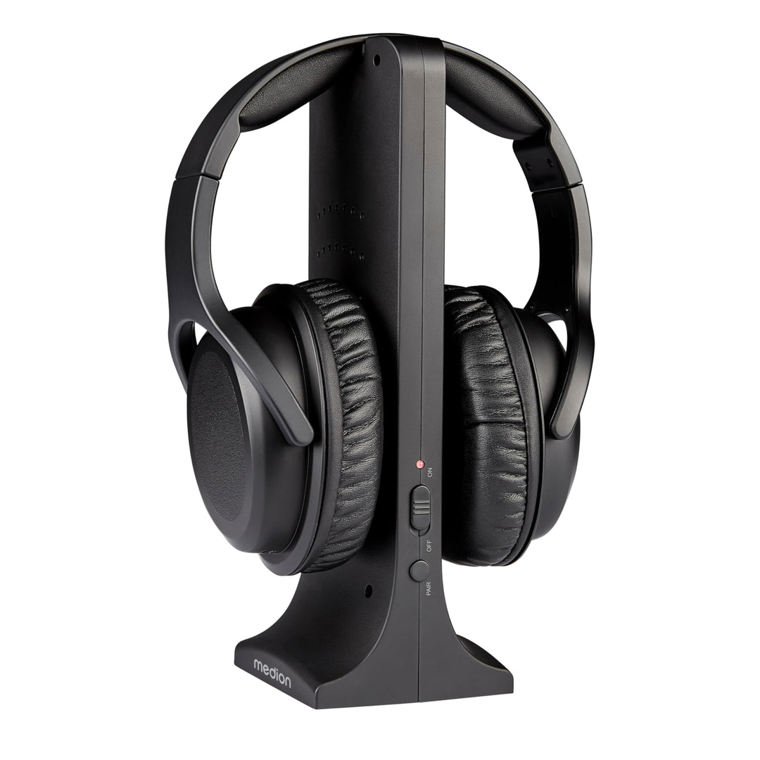 MEDION Funkkopfhörer HS-1 (kabellos, für TV, bis zu 15m Reichweite, mit Ladestation, Over Ear, USB C