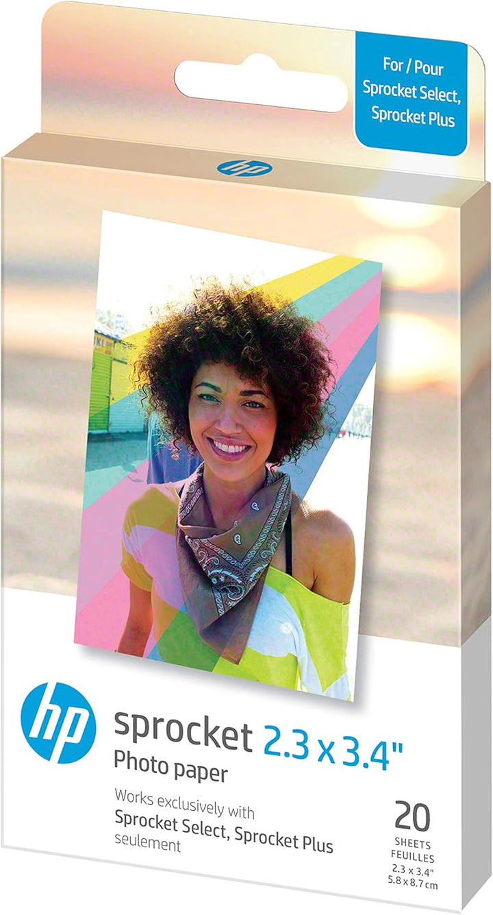 HP , Farbig, Sprocket Select Tragbarer Sofortbilddrucker mit 2,3 x 3,4 Zoll (Weiss) Zink-Papierbünde