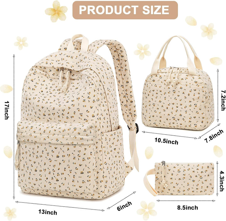 Schulrucksack Mädchen Teenager Damen Schultasche Rucksack Set Schulranzen für Mädchen Schule 3-teili
