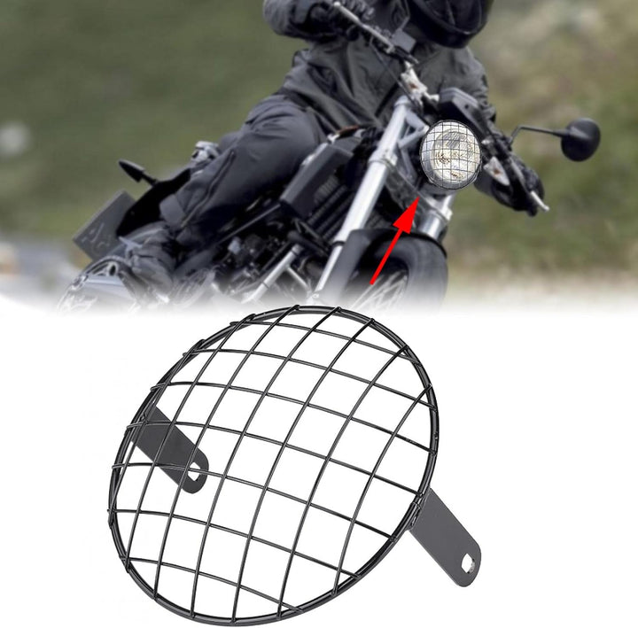 Motorrad Scheinwerfer Lampenabdeckung, 7 "Motorrad modifizierter Gitter Lampenschirm, Universal Moto