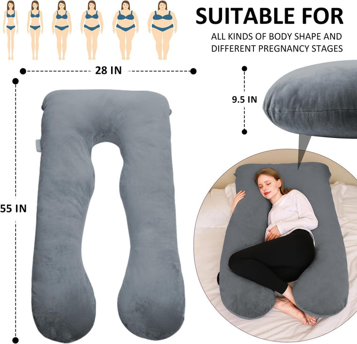 Chilling Home Schwangerschaftskissen, U Form Seitenschläferkissen mit Bezug U Kissen Stillkissen gro