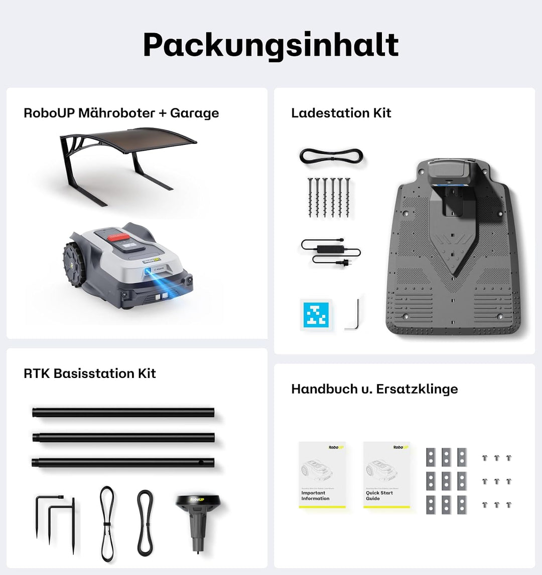 T600 Mähroboter mit Garage, Kabellose RTK + KI Gesteuerter Rasenmäher Roboter, Hinderniserkennung Me