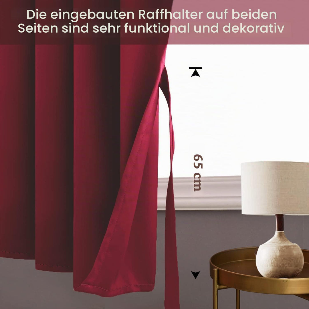 JIUZHEN Blickdicht Vorhänge Gardinen Ösenvorhang für Schlafzimmer Wohnzimmer,Rot Verdunkelungsvorhan