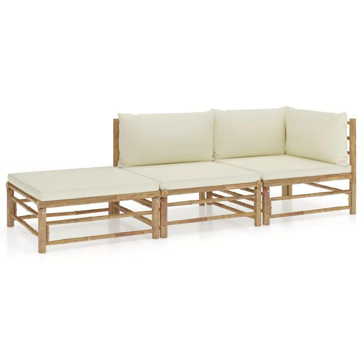 vidaXL Gartenmöbel 3-TLG. mit Cremeweissen Kissen Garten Garnitur Sitzgruppe Sofa Lounge Gartensofa