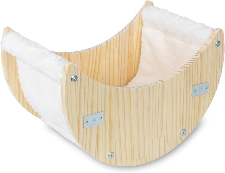 VOSS.PET Kuschelliege „Indra“ für Katzen aus Holz und Plüschstoff, zur Wandmontage