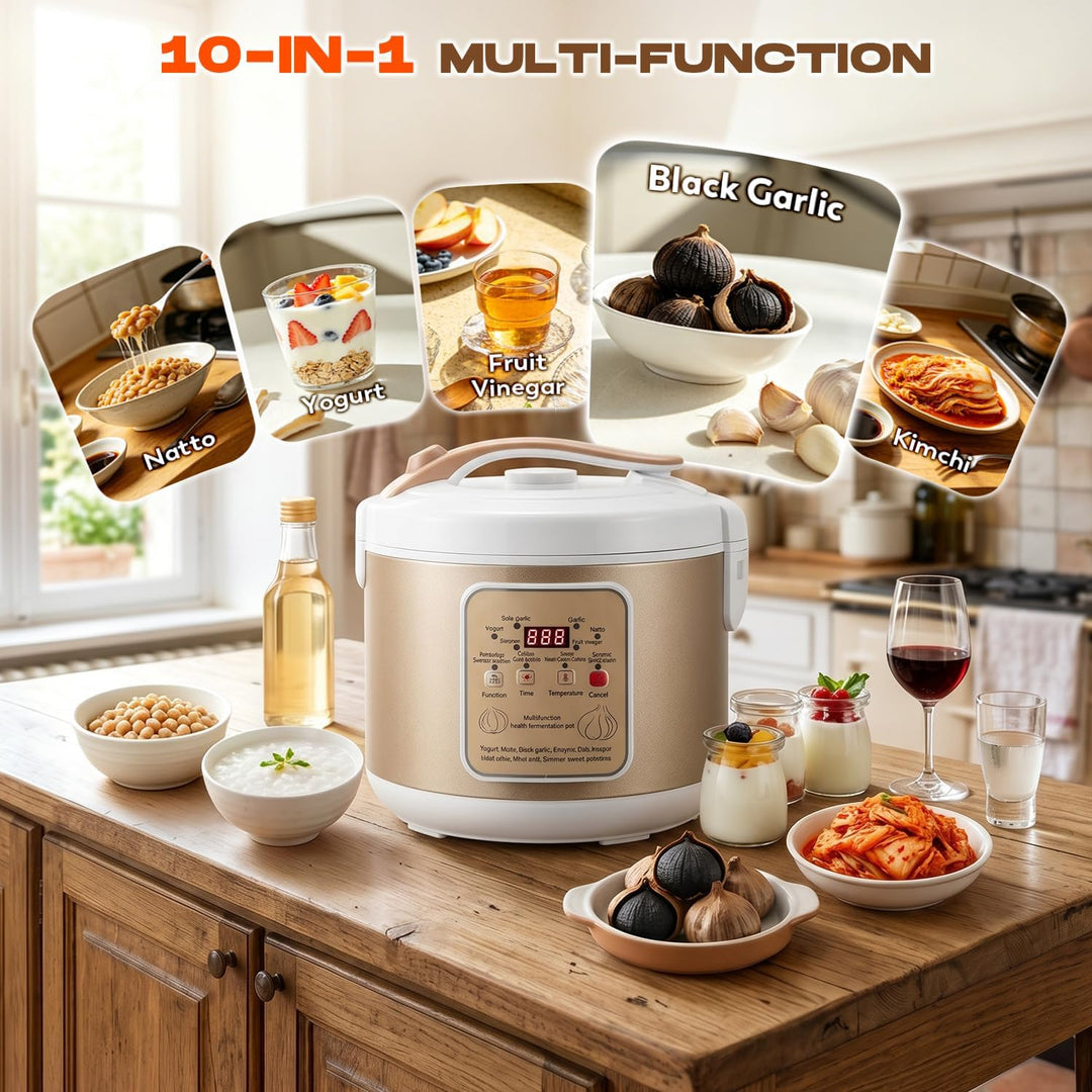 Moongiantgo 6l Schwarzer Knoblauchfermenter, Automatische Steuerung Knoblauchtopf Natto, Joghurt, Ki