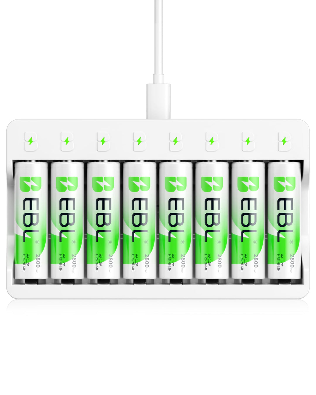 EBL Akku ladegerät mit 8*AA 2800mAh Schnell Akkuladegerät für 8X NiMH AA/AAA Akkus &amp; wiederaufladbar