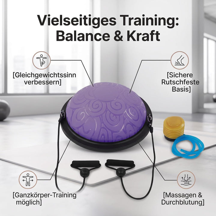 Ejoyous Balance Ball Trainer, 46cm Anti-Rutsch Balance Board Halbkugel Gymnastikball Yoga Halbball m