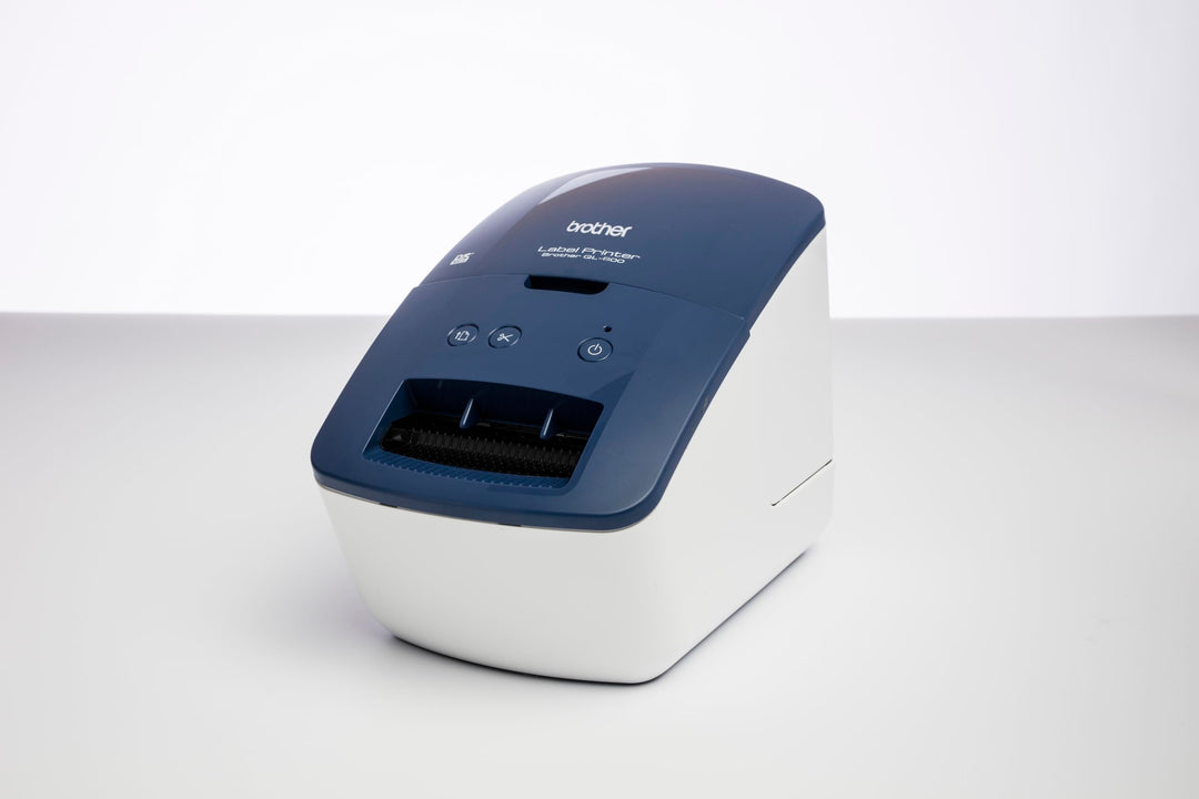 Brother QL-600B Blau Etikettendrucker (USB-Schnittstelle, Barcodedruck, automatische Schneideeinheit