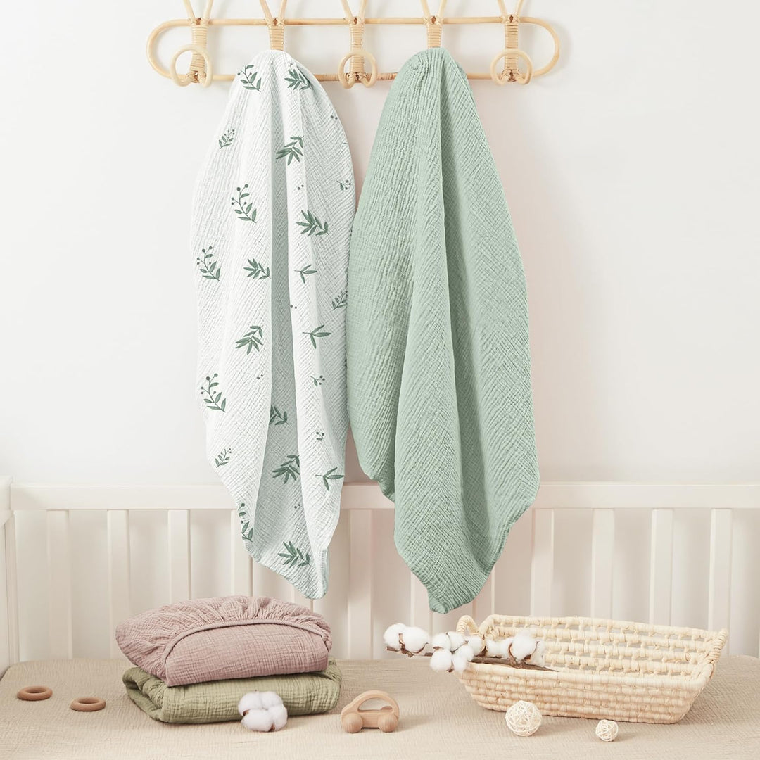 Bearmoss 2er Set Kinder Spannbettlaken,Musselin-Bettlaken 100% Baumwolle Baby-Bettlaken 60x120cm/140