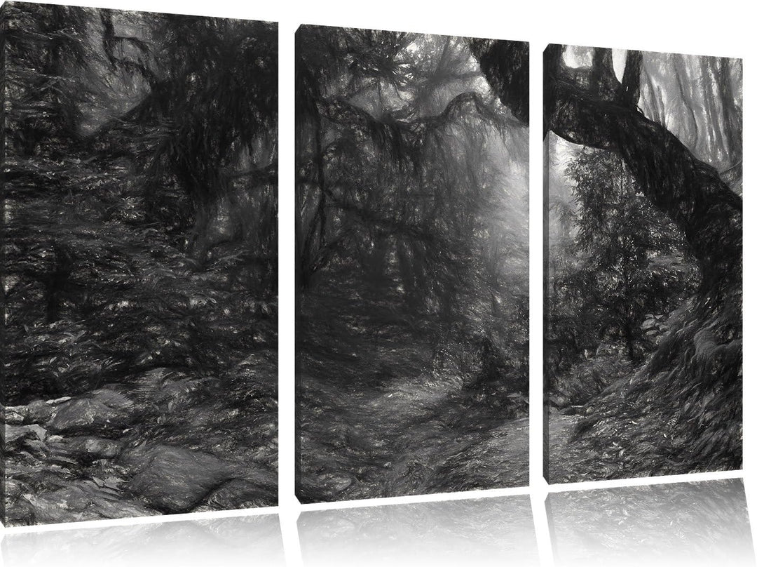 Pixxprint Mystischer Regenwald als Leinwandbild/Grösse: 3 Teilig (120x80 cm) cm/Wandbild/Kunstdruck/